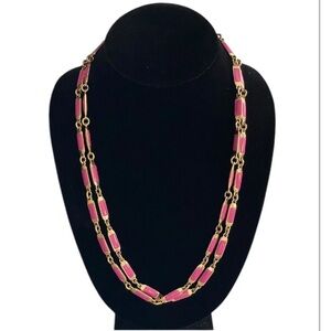 NWOT J.Crew 18k Gold-plated Pink Enamel Chain Necklace MSRP $130
